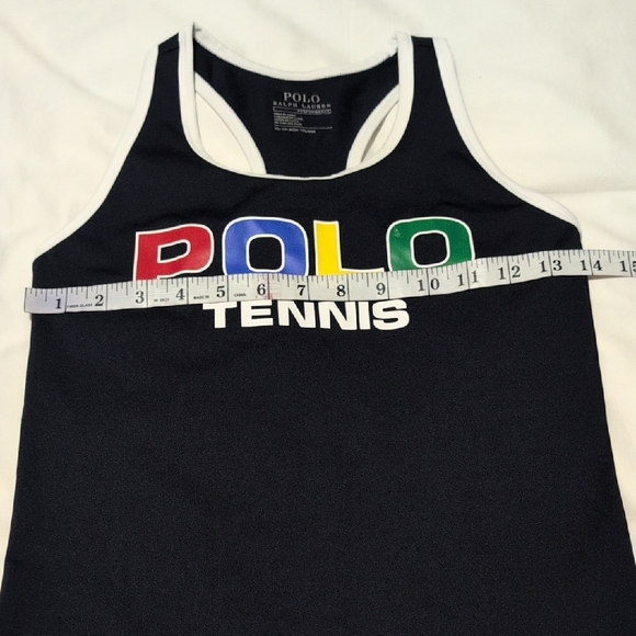 Ralph Lauren Navy Blue Tank Top with Multicolor POLO Tennis Logo - Picture 9 of 10